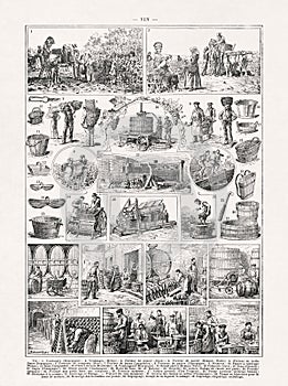 19th century Illustration about vinification