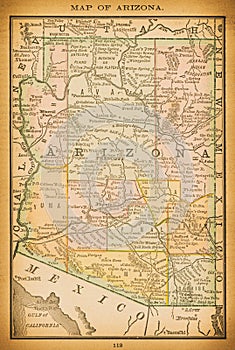 19th century map of Arizona