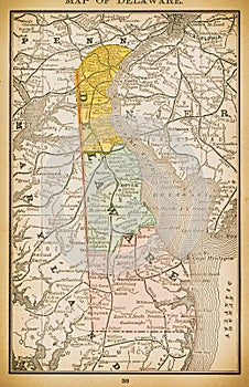 19th century map of Delaware