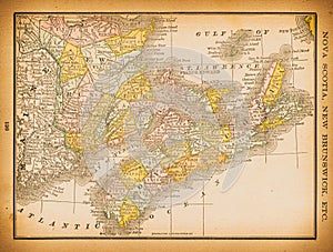 19th century map of Nova Scotia, New Brunswick