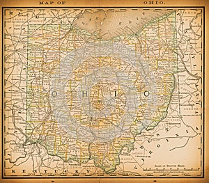 19th century map of Ohio