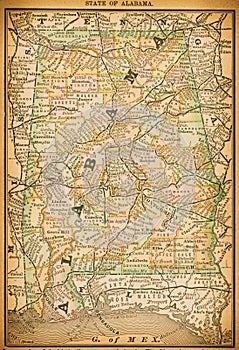 19th century map of State of Alabama