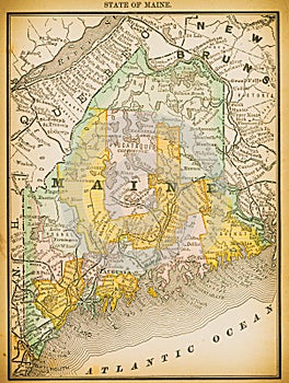 19th century map of State of Maine