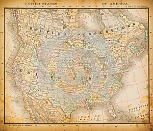 19th century map of United States of America