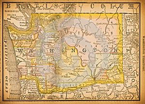 19th century map of Washington Territory