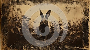 19th Century Rabbit: Sepia Toned Portrait In The Style Of Tintypes