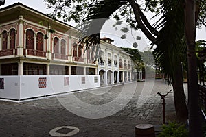 19th century reconstruction buildings elegant houses at Guayaquil Parque Historico, Ecuador