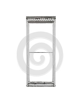 19th century white wooden window isolated on white background