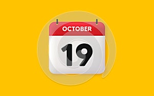 19th day of the month icon. Event schedule date. Calendar date 3d icon. Vector