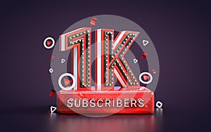 1k subscribers followers celebration banner 3d background