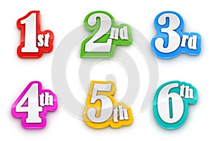 1st 2nd 3rd 4th 5th 6th numbers on white background