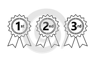 1st 2nd 3rd place ribbon outline icon.