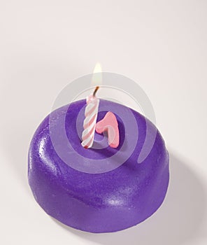 1st Birthday Cake with #1 on White