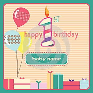 1st Birthday Greeting Card Candle