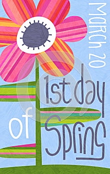 1st day of spring vector illustration with abstract flower