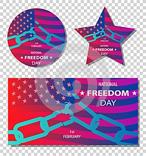 1st February National Freedom Day Illustration with a broken chains as a symbol of freedom. posters template.