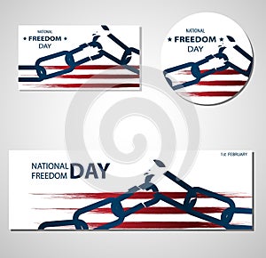 1st February National Freedom Day Illustration with broken chains banners or posters template.