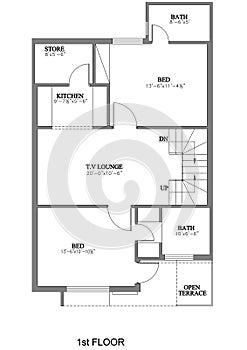 1st Floor Plan â€“ Small Modern House