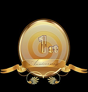 1st golden anniversary birthday seal icon vector