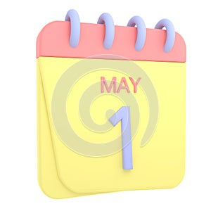 1st May 3D calendar icon