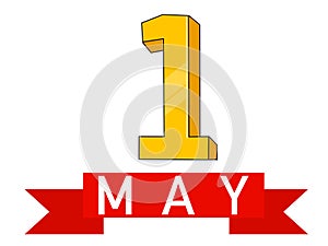 1st of May banner with 1 big golden color on a white background