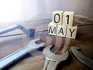 1st May is International Labour Day also known as May Day for Manufacturing industry workers rights .Space for Text .