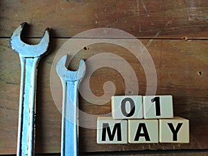 1st May is International Labour Day also known as May Day for Manufacturing industry workers rights .Space for Text .