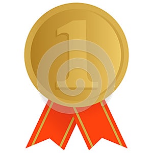 1st Place Gold Bronze Medal Vector Illustration Icon