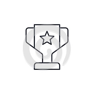 1st place golden trophy cup thin line icon. Linear vector symbol