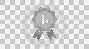 1st recommended outline vector icon. Rosette result award medal sign on a transparent background. Win prize and place service