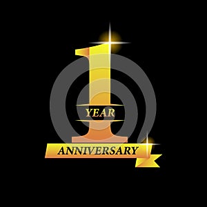 1st year anniversary celebration gold number design