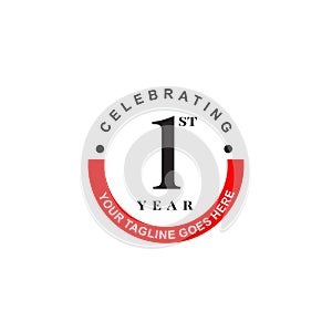 1st year celebrating anniversary emblem logo design