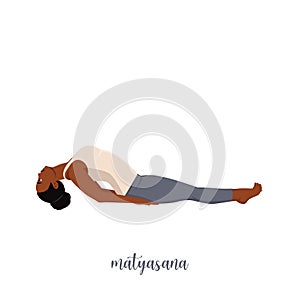 1Woman doing Yoga position - matsyasana