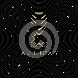 2 anniversary emblem. Celebration label. Vector dark color illustration