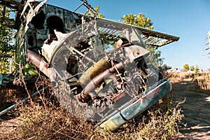 An-2 Antonov plane engine abandoned in old airbase