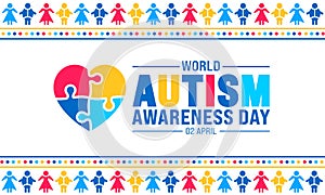 2 April world Autism Awareness Day concept colorful child boy and child girl icon background design