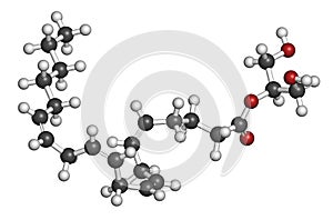 2-Arachidonoylglycerol 2-AG endocannabinoid neurotransmitter molecule. 3D rendering. Atoms are represented as spheres with.