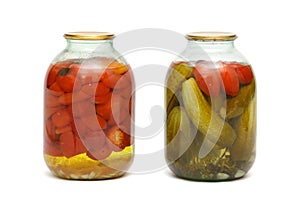 2 banks with pickles and tomatoes