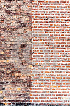 2 brick wall. Red and multicolor texture