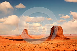 2 Buttes in Shadow in Monument Valley Arizona