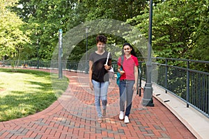 2 College students walking on campus