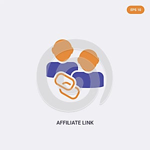 2 color Affiliate Link concept vector icon. isolated two color Affiliate Link vector sign symbol designed with blue and orange