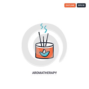 2 color aromatherapy concept line vector icon. isolated two colored aromatherapy outline icon with blue and red colors can be use