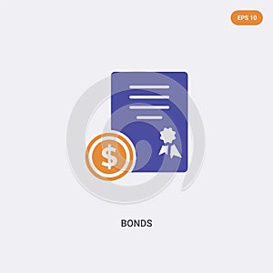 2 color Bonds concept vector icon. isolated two color Bonds vector sign symbol designed with blue and orange colors can be use for