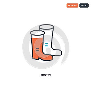 2 color boots concept line vector icon. isolated two colored boots outline icon with blue and red colors can be use for web,