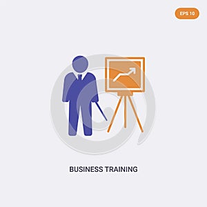2 color Business training concept vector icon. isolated two color Business training vector sign symbol designed with blue and