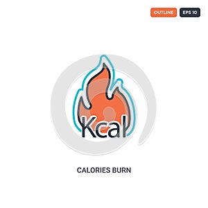 2 color Calories Burn concept line vector icon. isolated two colored Calories Burn outline icon with blue and red colors can be
