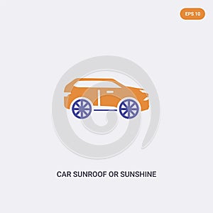 2 color car sunroof or sunshine roof concept vector icon. isolated two color car sunroof or sunshine roof vector sign symbol