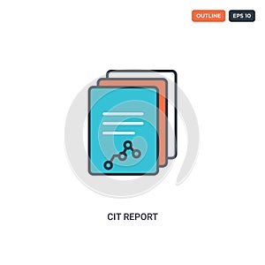 2 color Cit report concept line vector icon. isolated two colored Cit report outline icon with blue and red colors can be use for