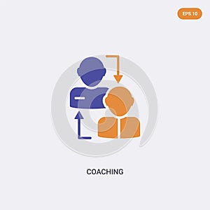 2 color coaching concept vector icon. isolated two color coaching vector sign symbol designed with blue and orange colors can be